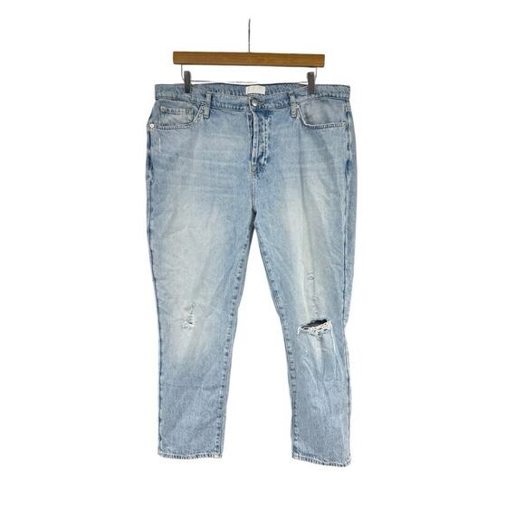 7 For All Mankind Denim - 7 For All Mankind Josefina Medium Light Wash Distressed Boyfriend Jeans Women 32